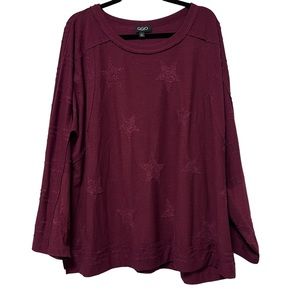 GGO Women's Burgundy Star Pattern Blouse